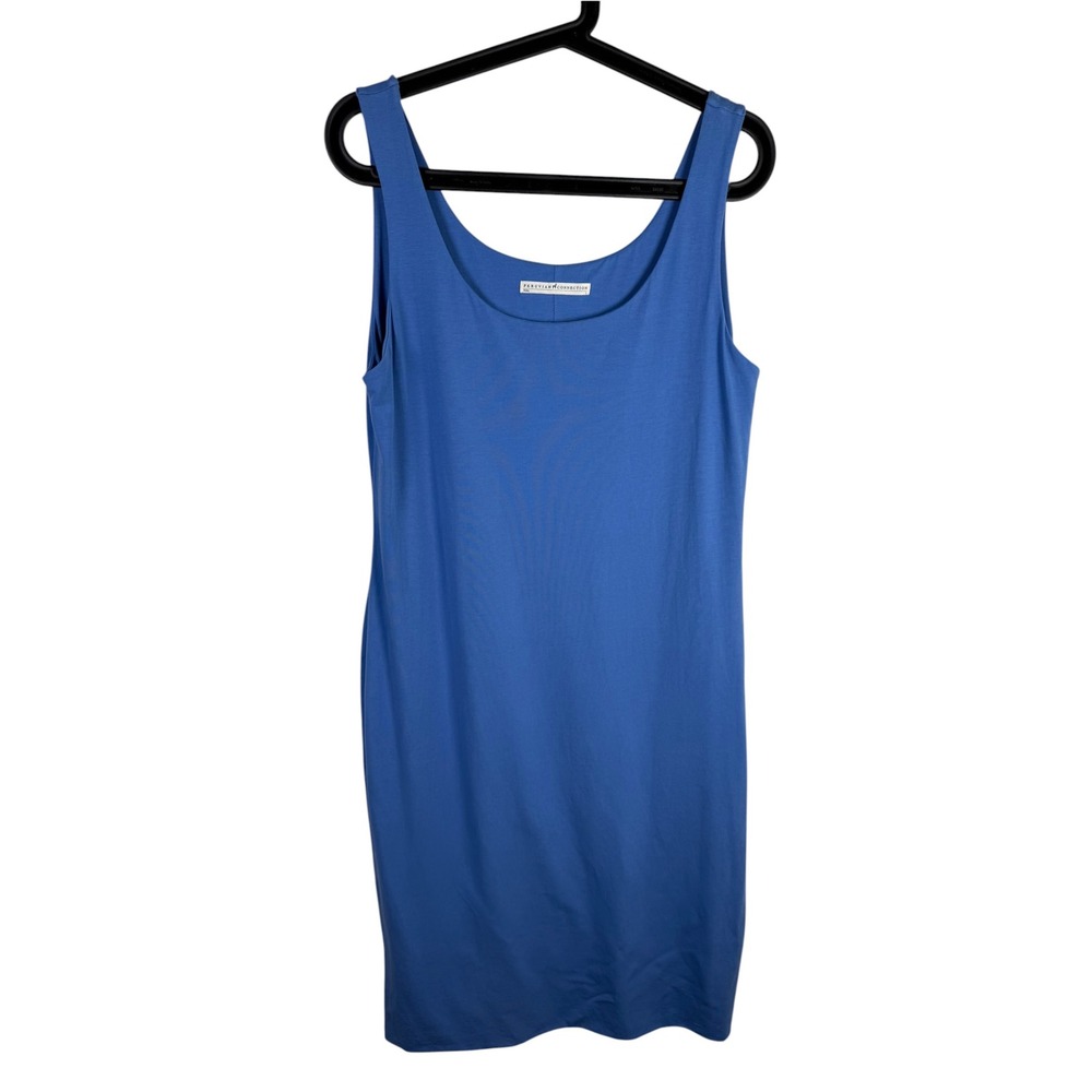Peruvian Connection Blue Pima Cotton Knee Length Tank Dress Size Large